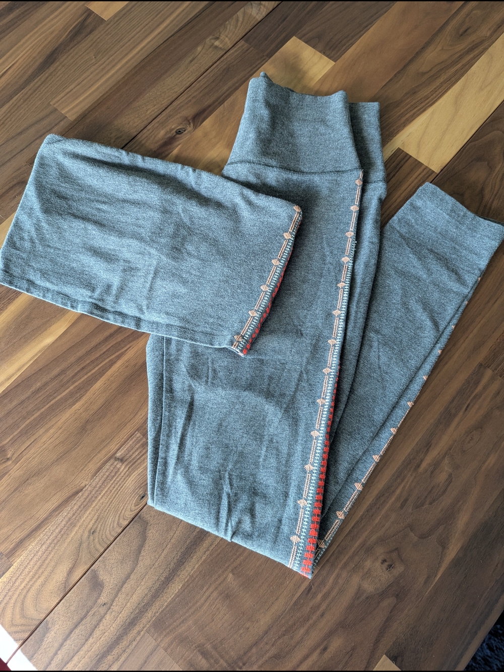 aerie Gray Leggings And Tube Top Set Bundle With Coral-Trim Side Stitch